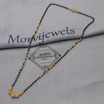 22kt 22k gold chain mangalsutra black beaded chain necklace, Wife Necklace Jewelry, Mangal Sutra Gifts for Wife, K6492