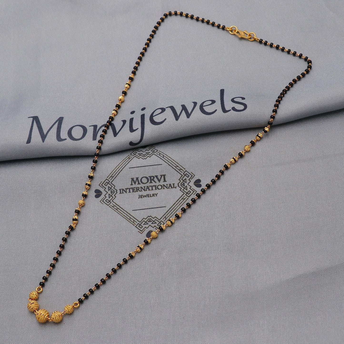 22kt 22k gold chain mangalsutra black beaded chain necklace, Wife Necklace Jewelry, Mangal Sutra Gifts for Wife, K6492