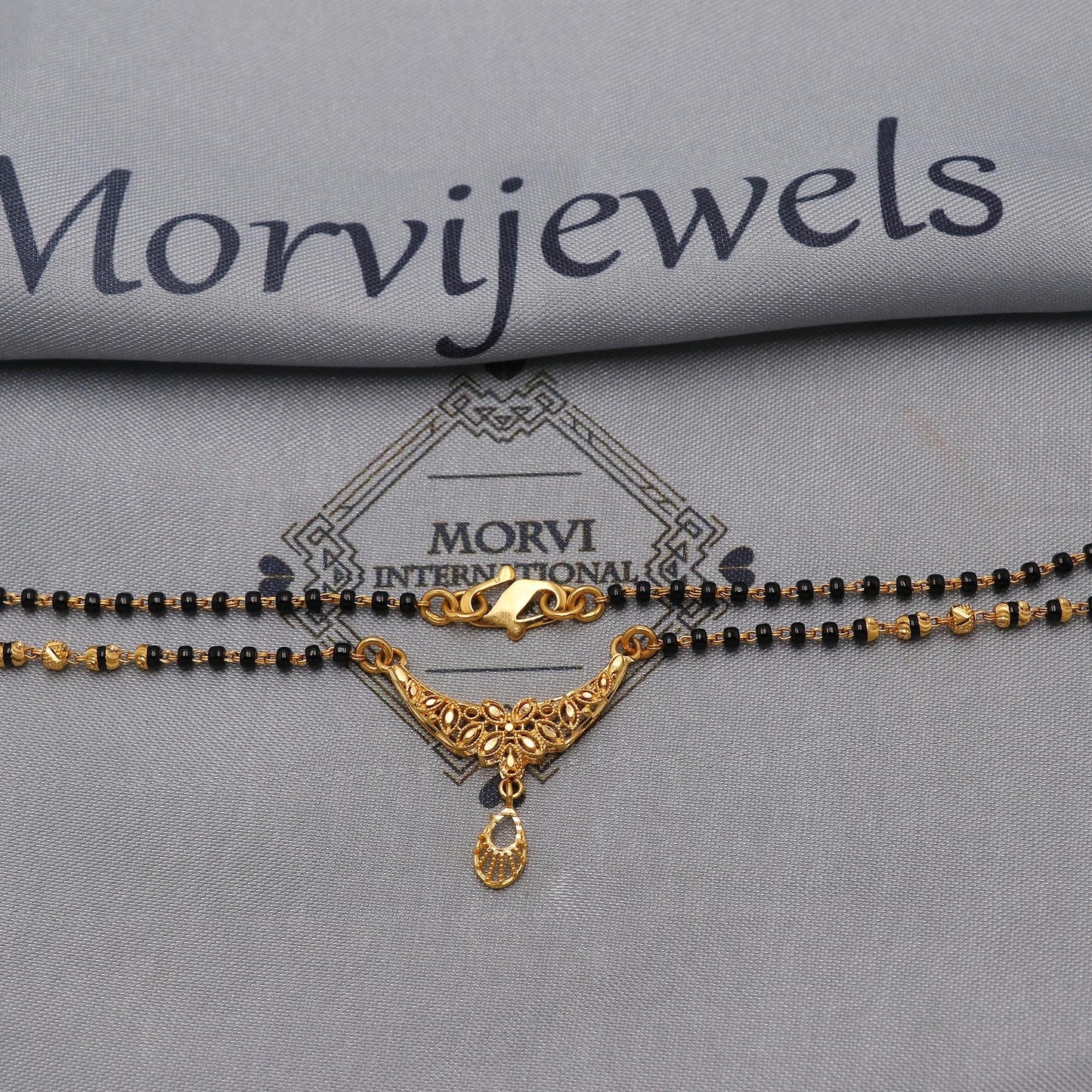 22kt 22k gold chain mangalsutra black beaded chain necklace, Wife Necklace Jewelry, Mangal Sutra Gifts for Wife, K6493