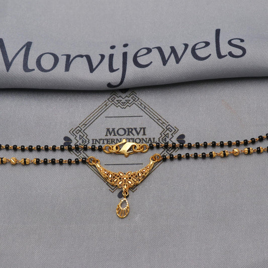 22kt 22k gold chain mangalsutra black beaded chain necklace, Wife Necklace Jewelry, Mangal Sutra Gifts for Wife, K6493