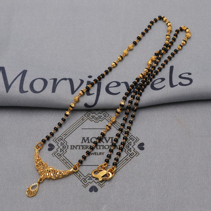 22kt 22k gold chain mangalsutra black beaded chain necklace, Wife Necklace Jewelry, Mangal Sutra Gifts for Wife, K6493