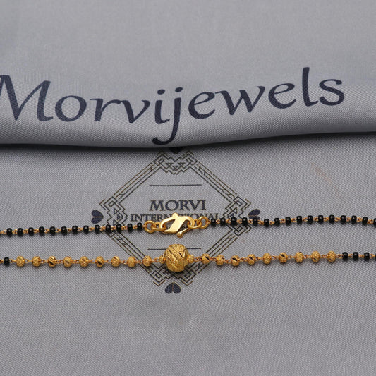 22kt 22k gold chain mangalsutra gold and black beaded chain necklace, Wife Necklace Jewelry, Mangal Sutra Gifts for Wife, K6494