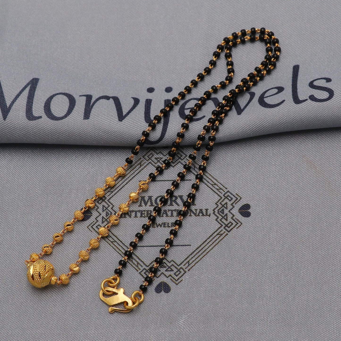 22kt 22k gold chain mangalsutra gold and black beaded chain necklace, Wife Necklace Jewelry, Mangal Sutra Gifts for Wife, K6494
