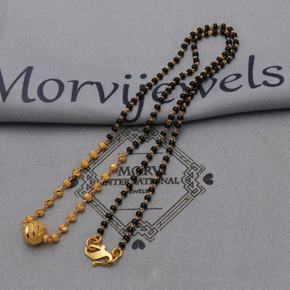 22kt 22k gold chain mangalsutra gold and black beaded chain necklace, Wife Necklace Jewelry, Mangal Sutra Gifts for Wife, K6494