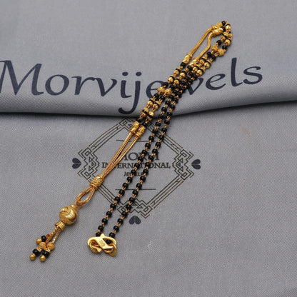 22kt 22k gold chain mangalsutra gold and black beaded chain necklace, Wife Necklace Jewelry, Mangal Sutra Gifts for Wife, K6496