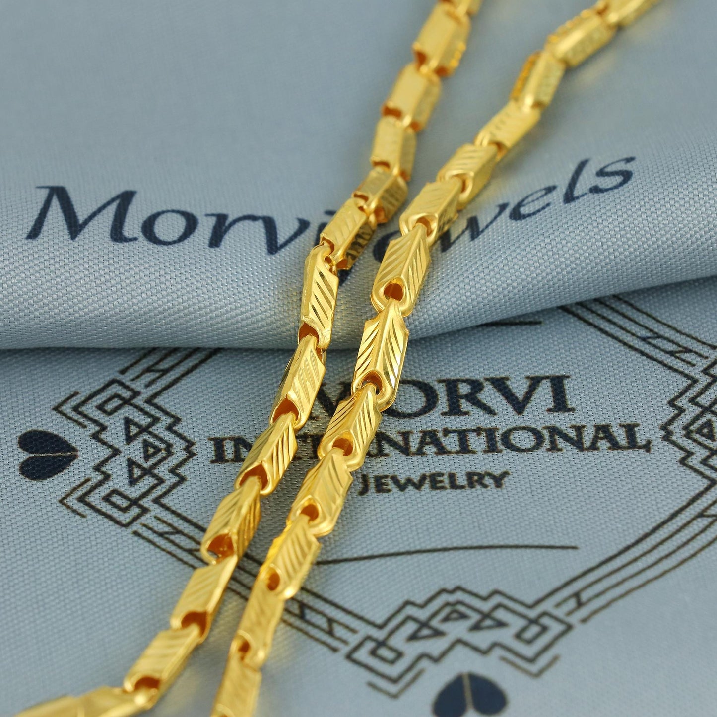 Solid 22k gold franco chain handmade necklace Jewelry, 21.5 inches & all, gold chain, 5 mm/3.5mm gold chain, Handmade Indian Necklace, K6627