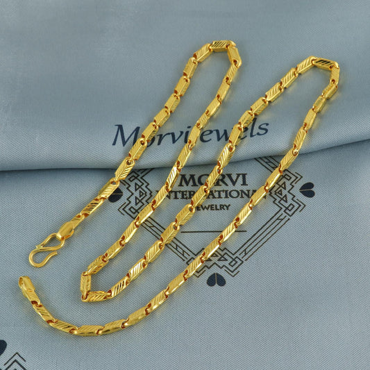 Solid 22k gold franco chain handmade necklace Jewelry, 21.5 inches & all, gold chain, 5 mm/3.5mm gold chain, Handmade Indian Necklace, K6627