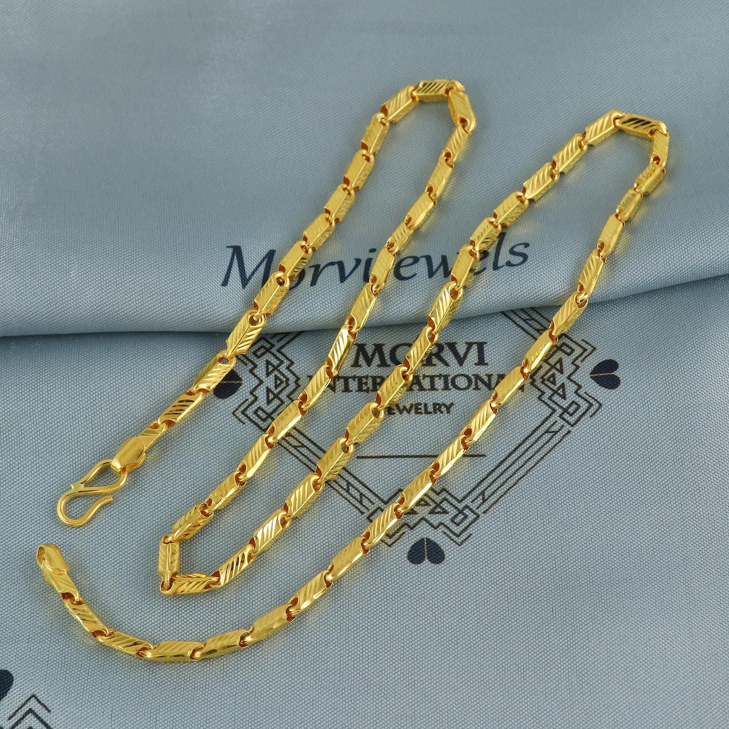Solid 22k gold franco chain handmade necklace Jewelry, 21.5 inches & all, gold chain, 5 mm/3.5mm gold chain, Handmade Indian Necklace, K6627