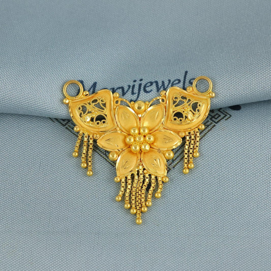 Handcrafted Flower 22k Gold Pendant Use it with a chain necklace or threads