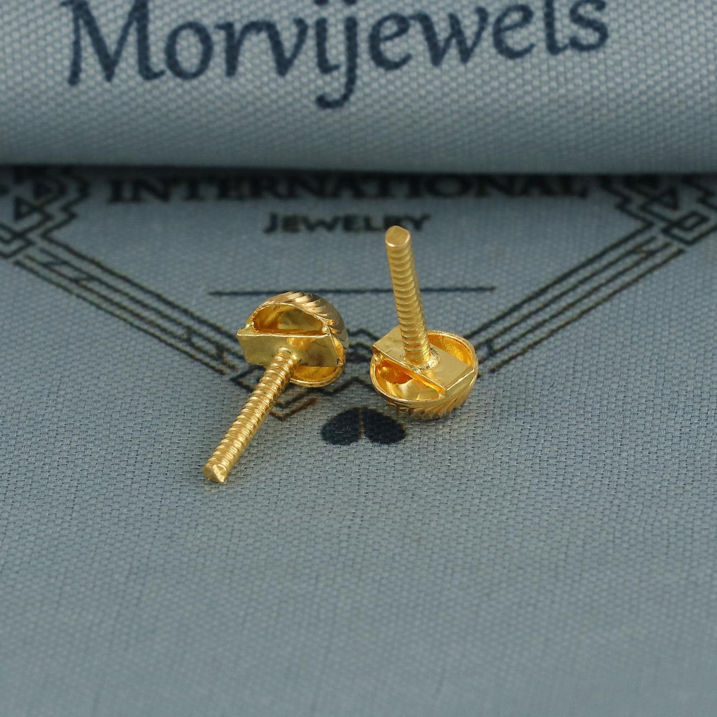 pure gold ball stud earrings 18k solid gold indian jewelry, K6636