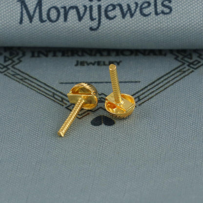 pure gold ball stud earrings 18k solid gold indian jewelry, K6636