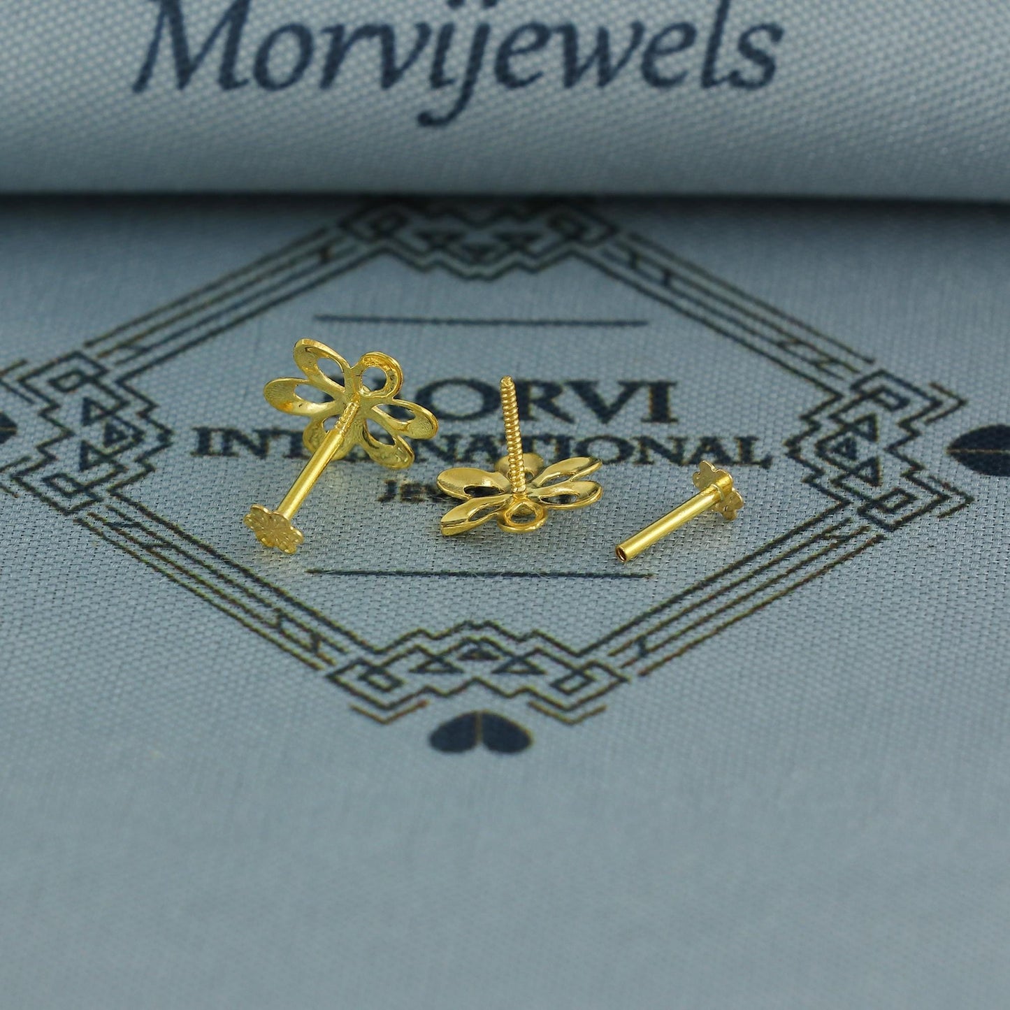 18k Gold Studs cartilage studs earrings, baby Teen studs, cartilage piercing, flower gold earrings, screw back small tiny earrings,
