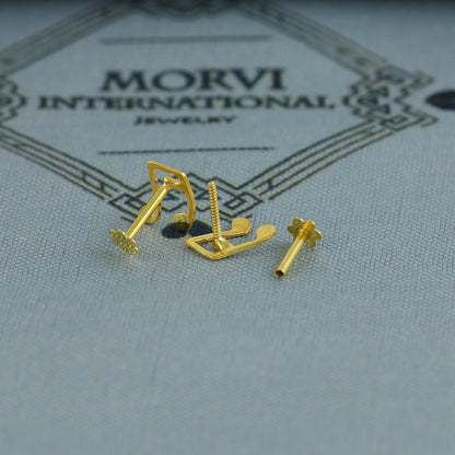 music note 18k Gold Studs cartilage studs earrings, cartilage piercing, screw back small tiny earrings,