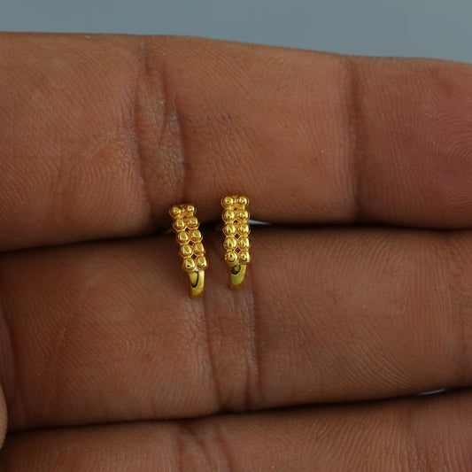 beads design 18k Gold Studs cartilage studs earrings, baby Teen studs, cartilage piercing, screw back small tiny earrings,