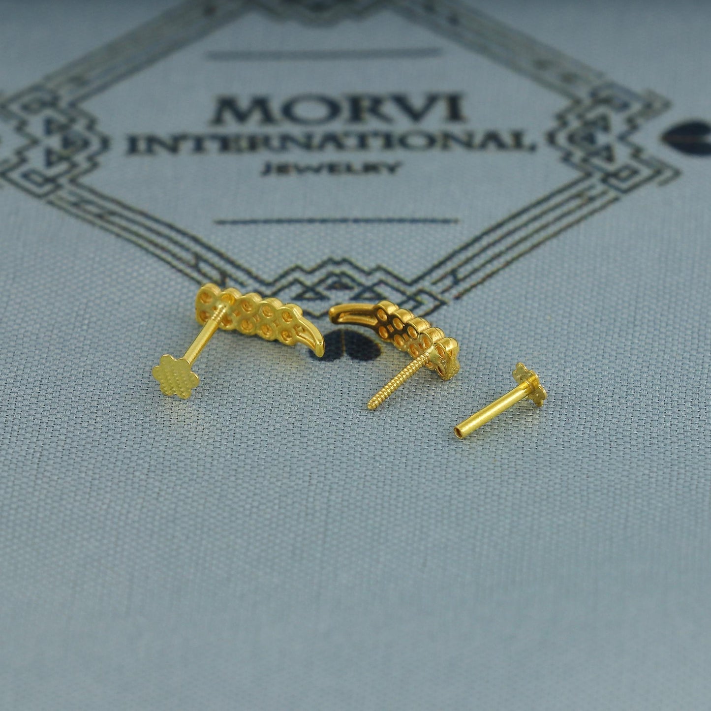 beads design 18k Gold Studs cartilage studs earrings, baby Teen studs, cartilage piercing, screw back small tiny earrings,