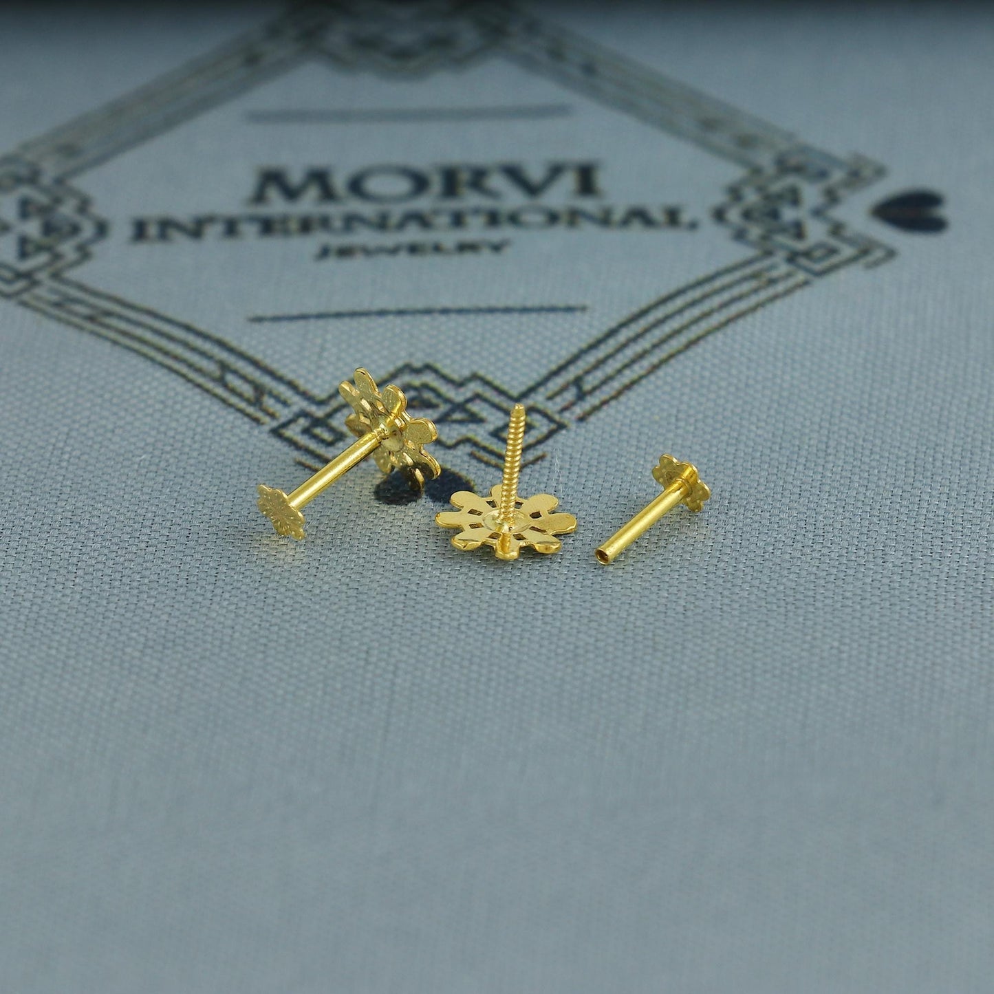 flower 18k Gold Studs cartilage earrings, baby Teen studs, cartilage piercing, screw back small tiny earrings,
