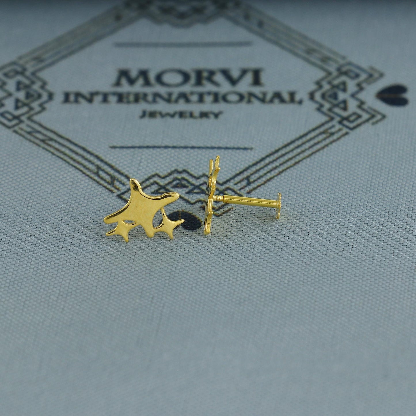 Star - 18k Gold Studs earrings, baby Teen studs, cartilage piercing, screw back small tiny earrings,
