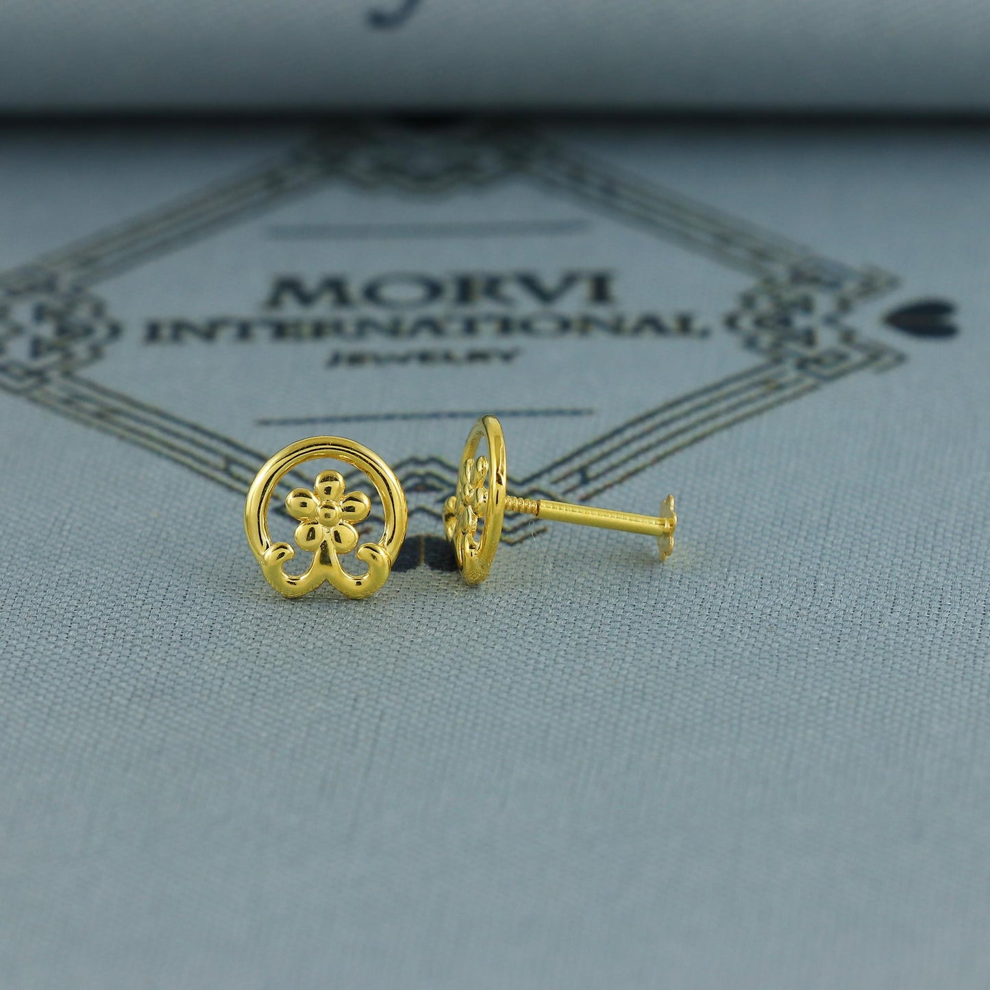 18k Gold Studs cartilage studs earrings, baby Teen studs, cartilage piercing, flower gold stud, screw back small tiny earrings,