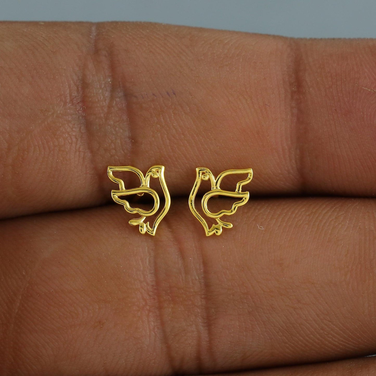 18k Gold Bird Earrings Small Jewelry for Gift