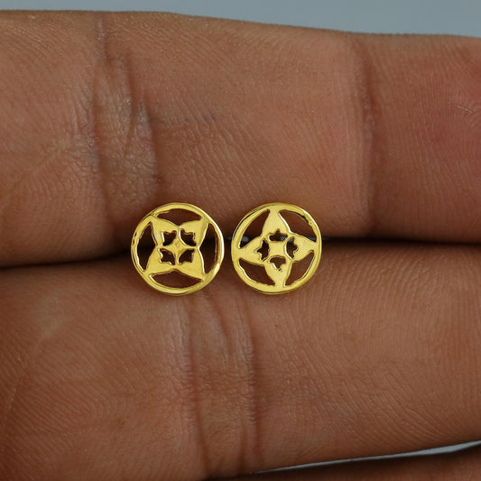flower 18k Gold earrings cartilage studs earrings, baby Teen studs,