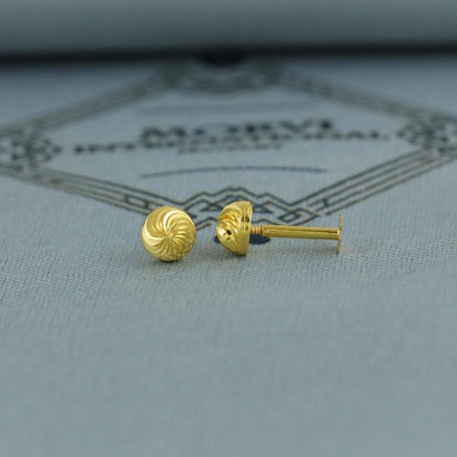 18k Spiral stud earrings small