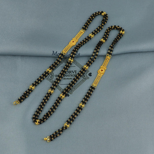 mangalsutra 22kt 22k real gold wife chain necklace, holy black beads chain for pendant, K6687