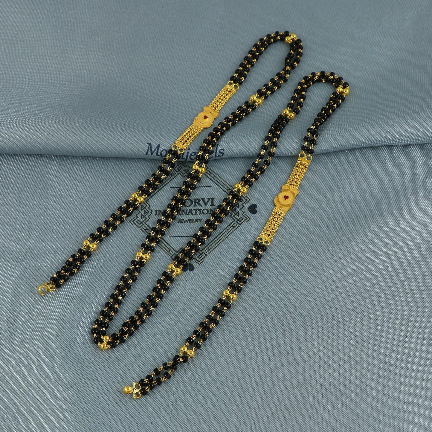 mangalsutra 22kt 22k real gold wife chain necklace, holy black beads chain for pendant, K6687