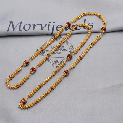 22k Gold Ball Beads Necklace Mala Haar Jewelry, Handmade designer Beads Mala 22kt Chain, Indian Party Wear Chain, Gold Indian Mala, K6506
