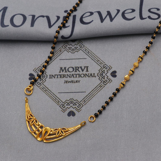 mangalsutra 22kt 22k real gold wife pendant necklace, holy black beads necklace
