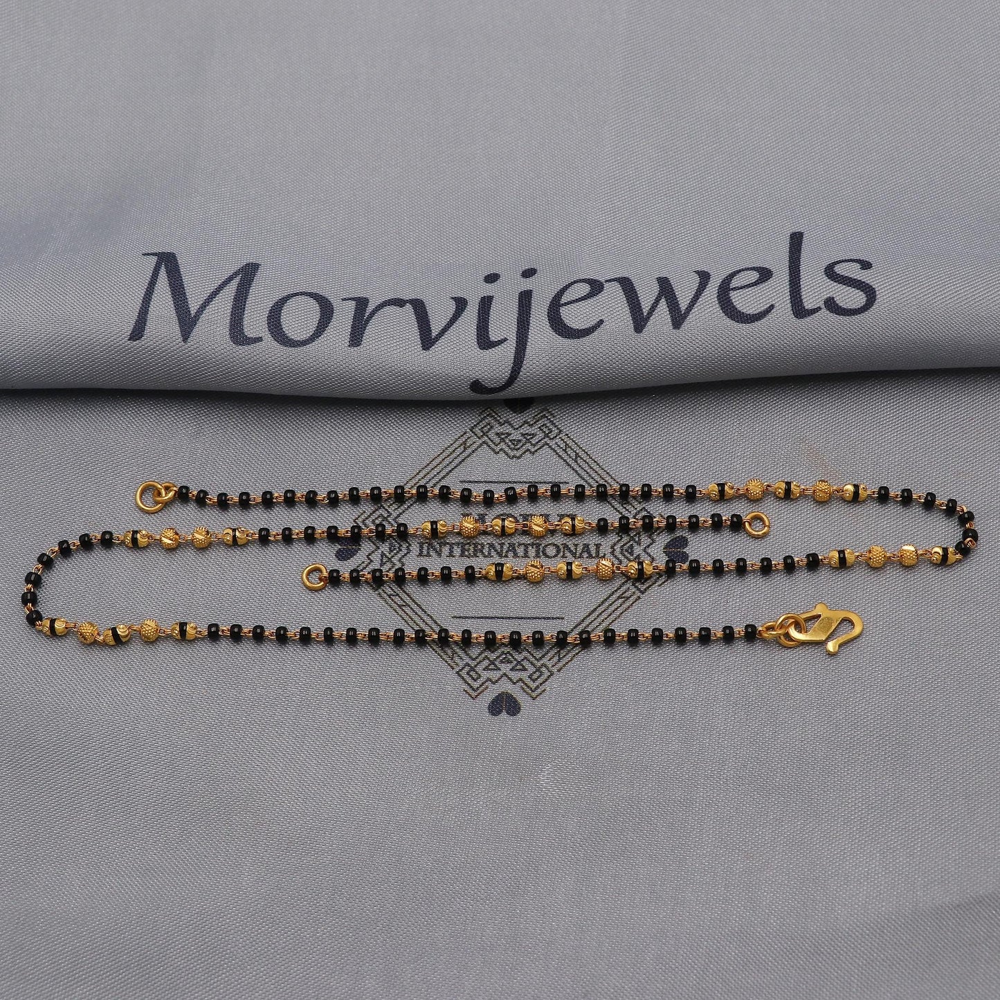 mangalsutra 22kt 22k real gold wife pendant necklace, holy black beads necklace
