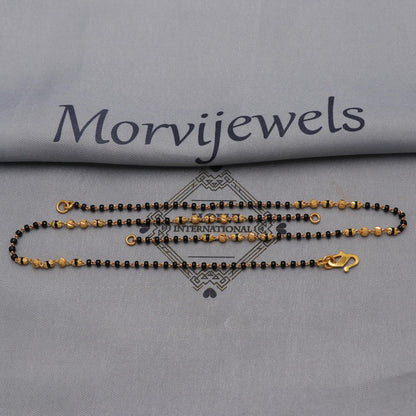 mangalsutra 22kt 22k real gold wife pendant necklace, holy black beads necklace