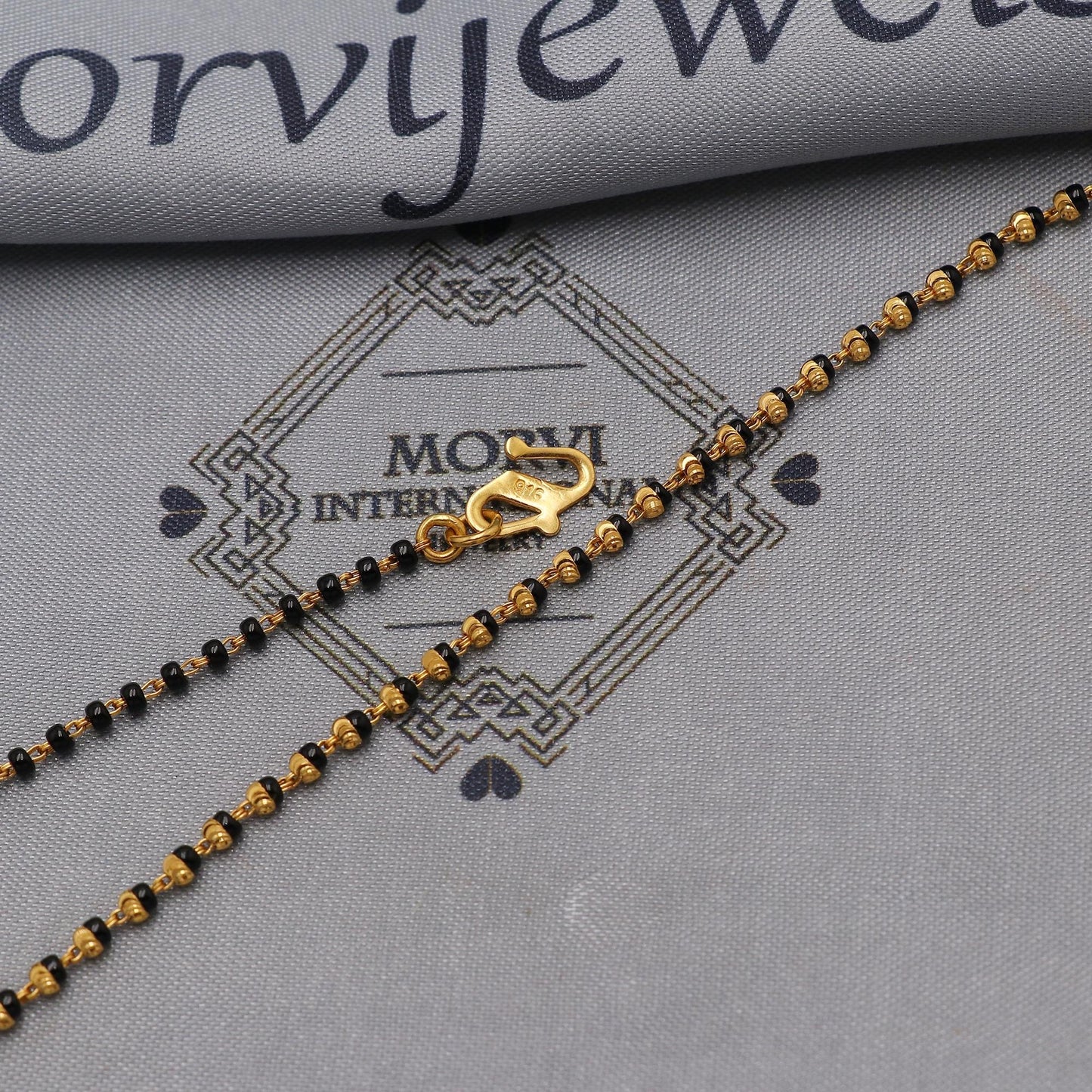 mangalsutra 22kt 22k real gold wife pendant necklace, holy black beads necklace, K6498