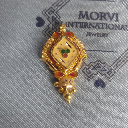 Locket 22k Yellow Gold Pendant Necklace Handmade Indian Handmade Vintage Antique Design Jewelry, K6707