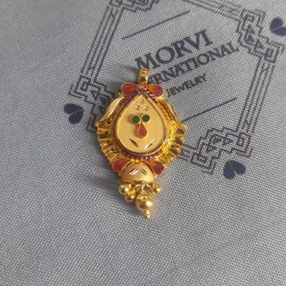 Locket 22k Yellow Gold Pendant Necklace Handmade Indian Handmade Vintage Antique Design Jewelry, K6708