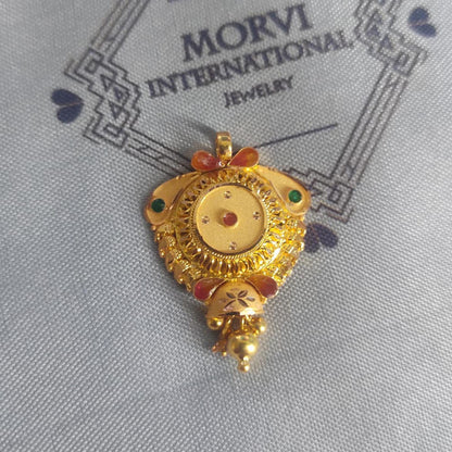 Locket 22k Yellow Gold Pendant Necklace Handmade Indian Handmade Vintage Antique Design Jewelry, K6709