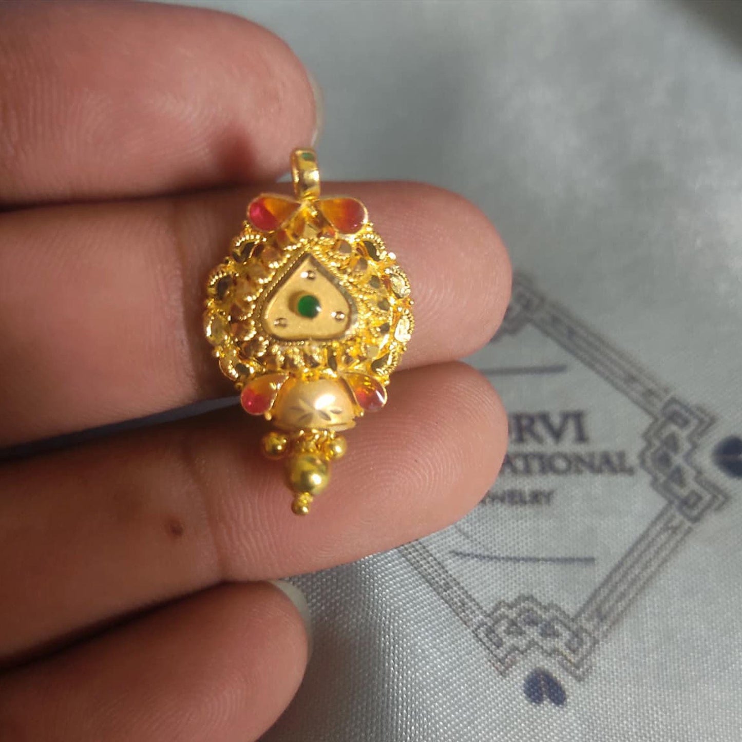Locket 22k Yellow Gold Pendant Necklace Handmade Indian Handmade Vintage Antique Design Jewelry, K6712
