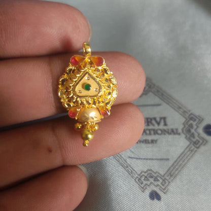 Locket 22k Yellow Gold Pendant Necklace Handmade Indian Handmade Vintage Antique Design Jewelry, K6712