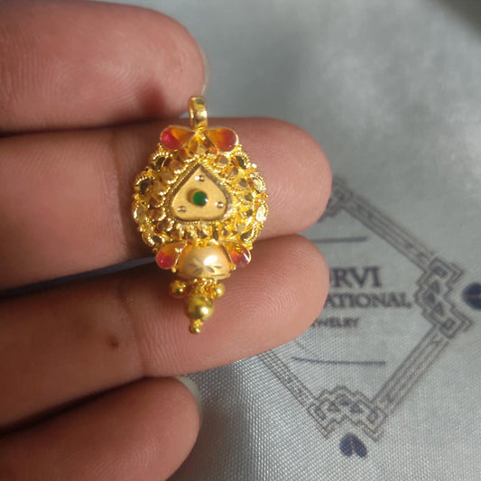 Locket 22k Yellow Gold Pendant Necklace Handmade Indian Handmade Vintage Antique Design Jewelry, K6712