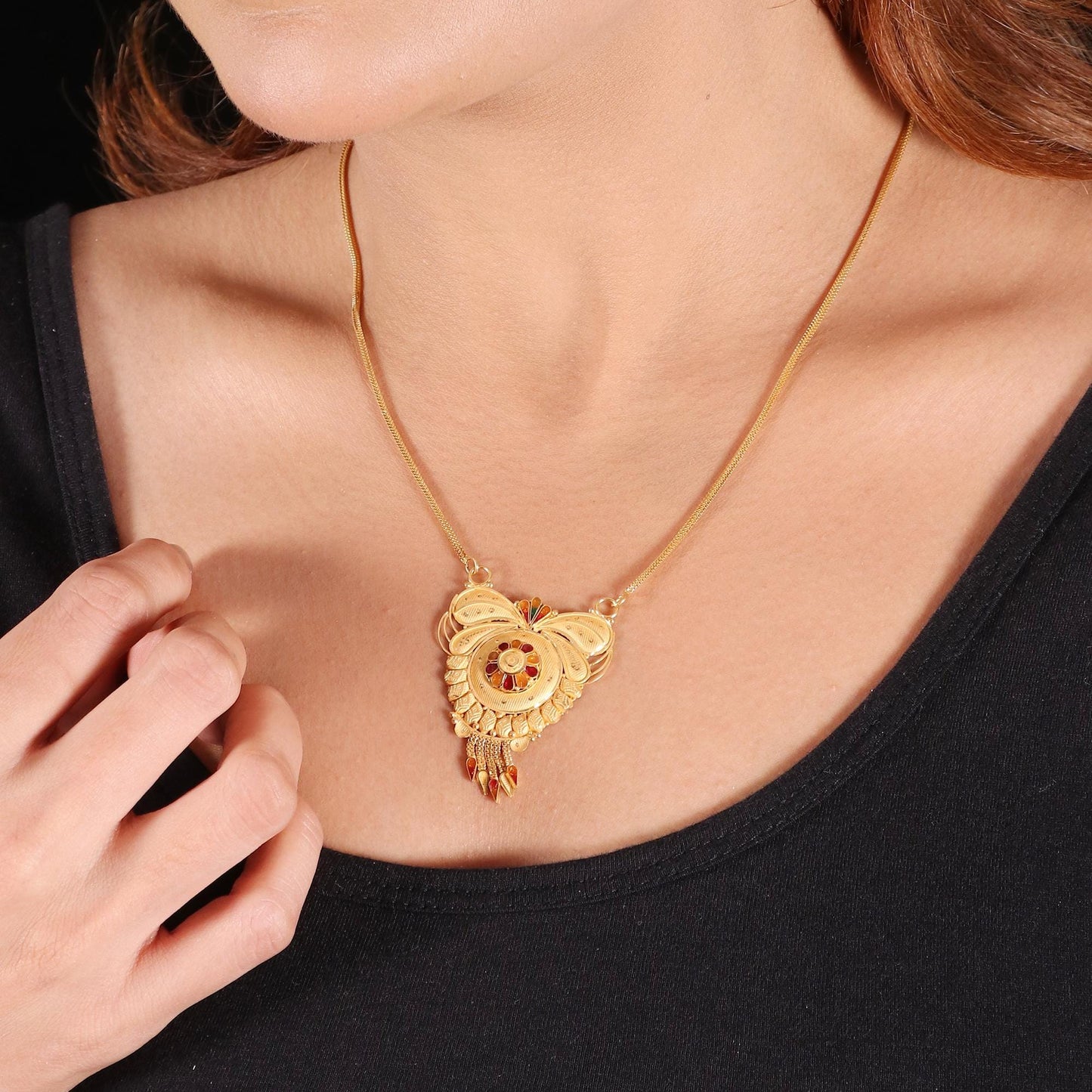 22k Yellow Gold Pendant Handmade Indian Handmade Vintage Antique Design Jewelry, K6714
