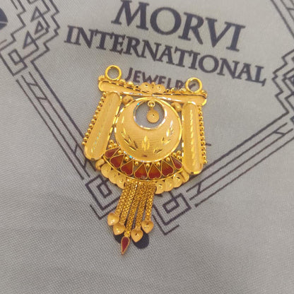 Locket 22k Yellow Gold Pendant Necklace Handmade Indian Handmade Vintage Antique Design Jewelry, K6716