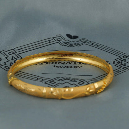 22k Gold Bangle Indian Handmade lightweight, wax filled, Single Bangle, all size, Handmade Gold Bangle Floral Design, 22k Jewelry Indian