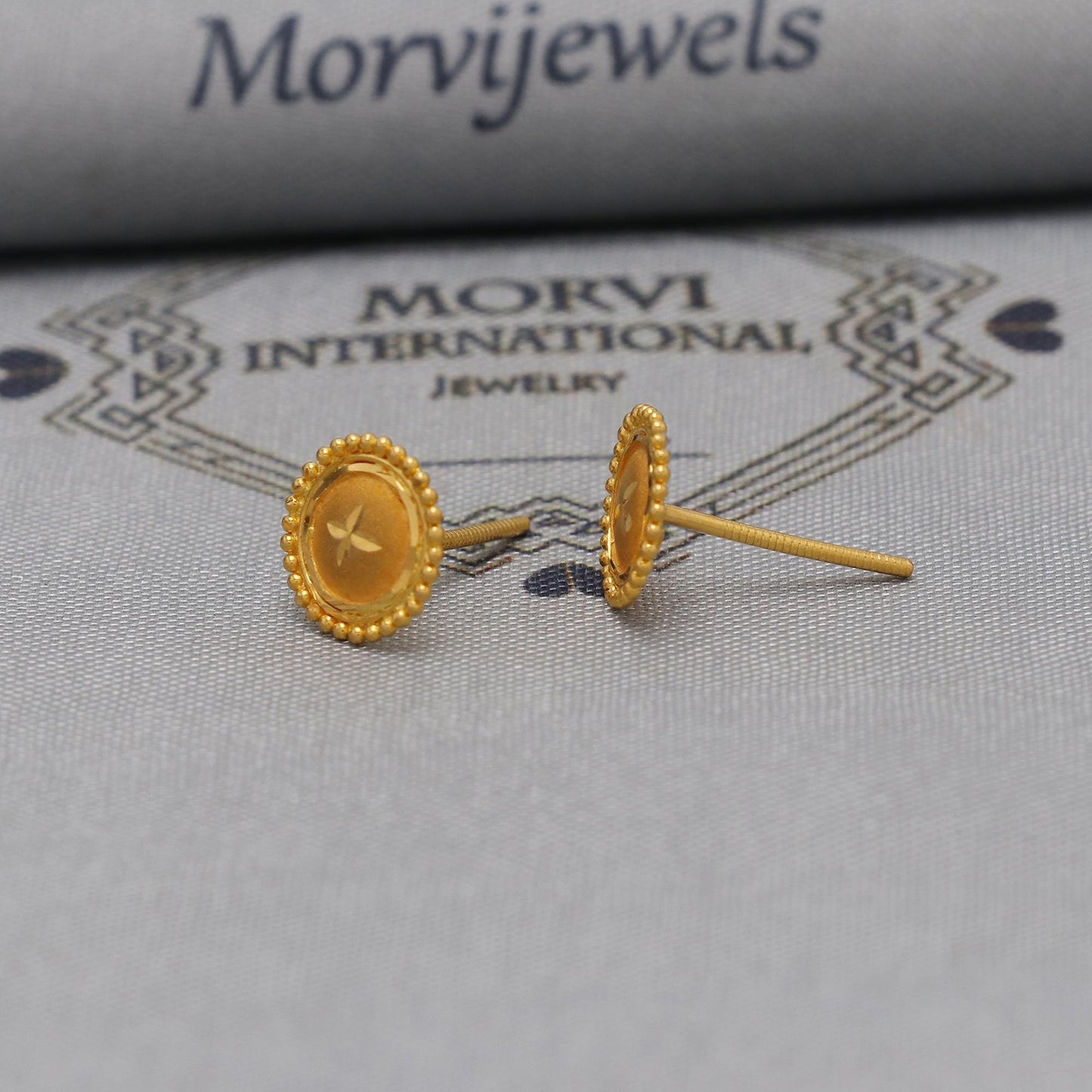 22k Gold Studs earrings, screw back small  earrings, Genuine Gold Earrings Indian Handmade Jewelry for Women, K6721