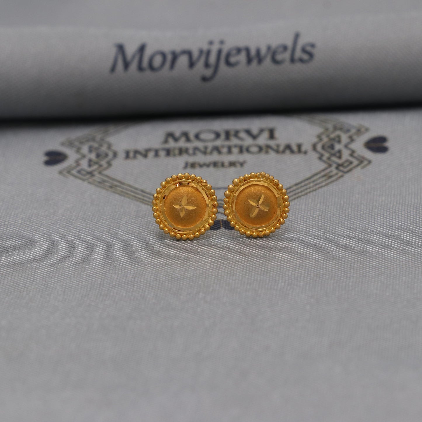 22k Gold Studs earrings, screw back small  earrings, Genuine Gold Earrings Indian Handmade Jewelry for Women, K6721