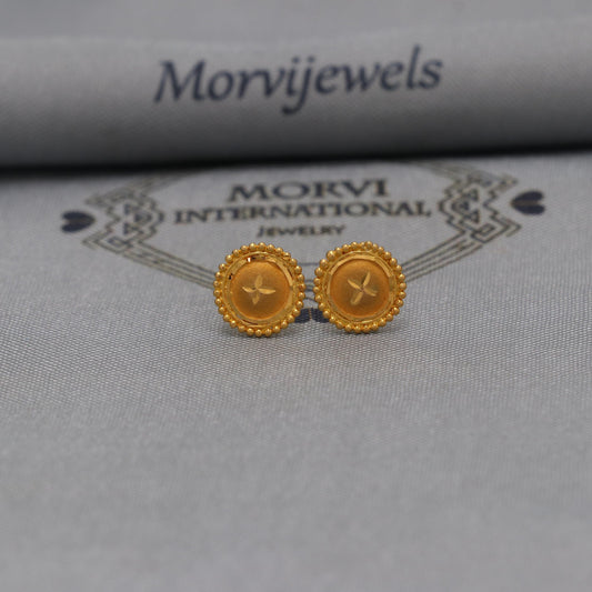 22k Gold Studs earrings, screw back small  earrings, Genuine Gold Earrings Indian Handmade Jewelry for Women, K6721