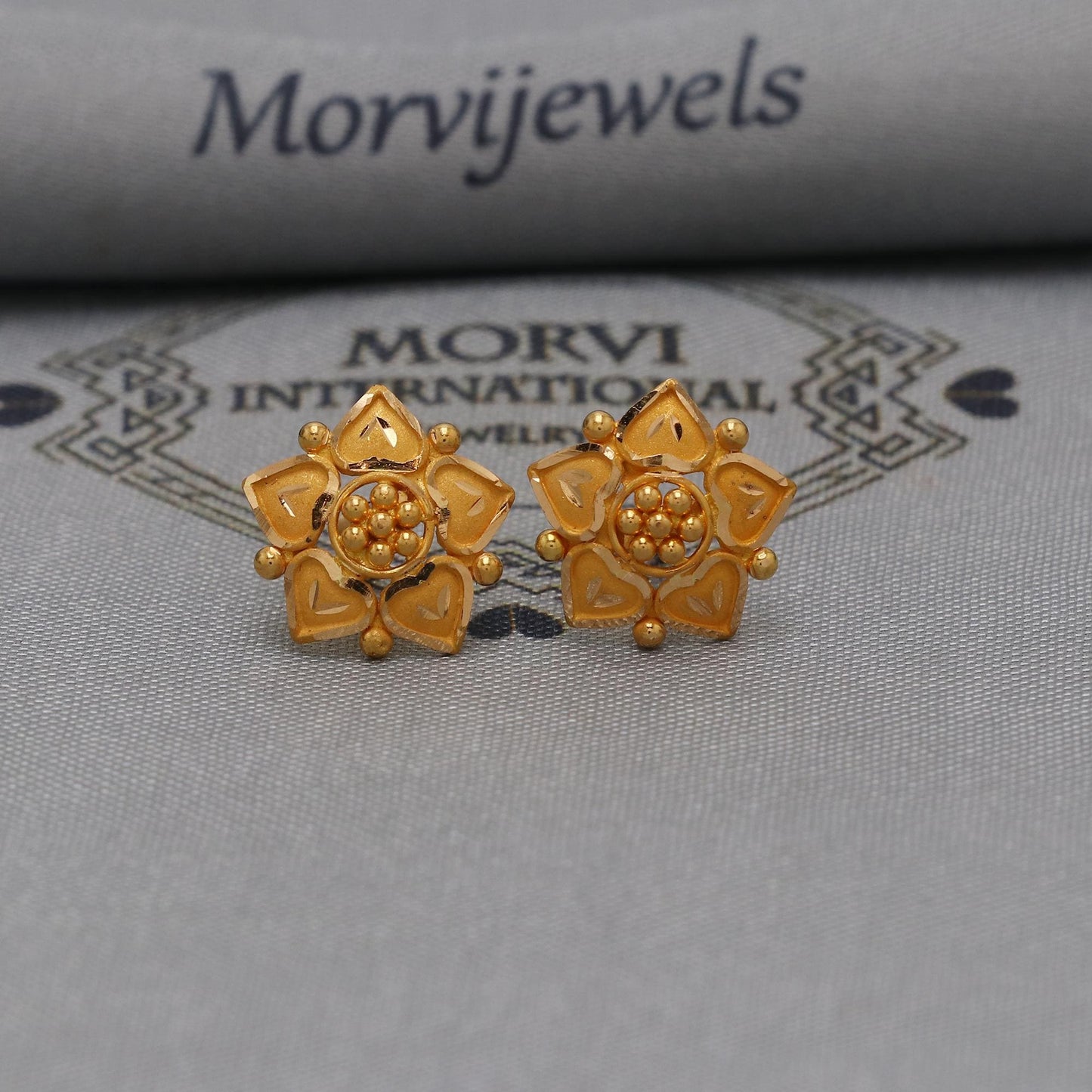 22k Gold Studs earrings, screw back small  earrings, Genuine Gold Earrings Indian Handmade Jewelry for Women, K6723