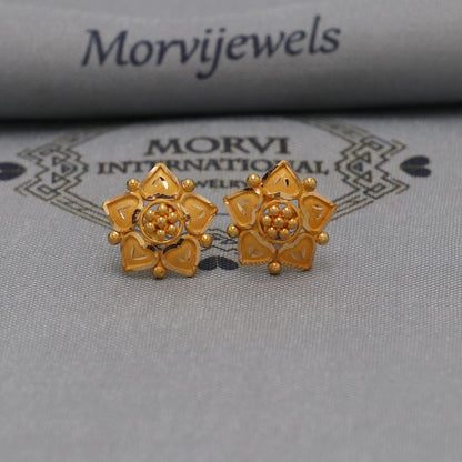 22k Gold Studs earrings, screw back small  earrings, Genuine Gold Earrings Indian Handmade Jewelry for Women, K6723