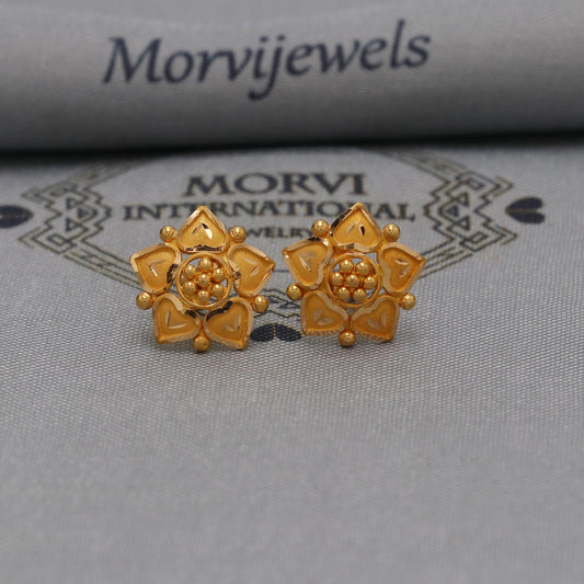 22k Gold Studs earrings, screw back small  earrings, Genuine Gold Earrings Indian Handmade Jewelry for Women, K6723