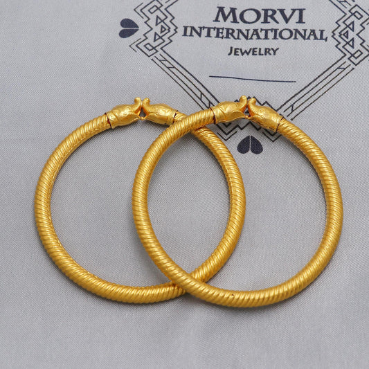 Pure 22k Gold Bangles Indian Handmade Asian vintage design, Traditional, Bangle Bracelet Wedding women Jewelry, Copper Rode Inside Bracelet