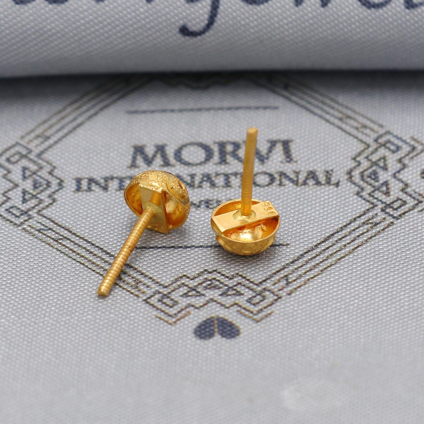 Rajasthani 22k Gold Earrings , Handmade vintage traditional solid gold earrings Indian jewelry, Small Ball Stud