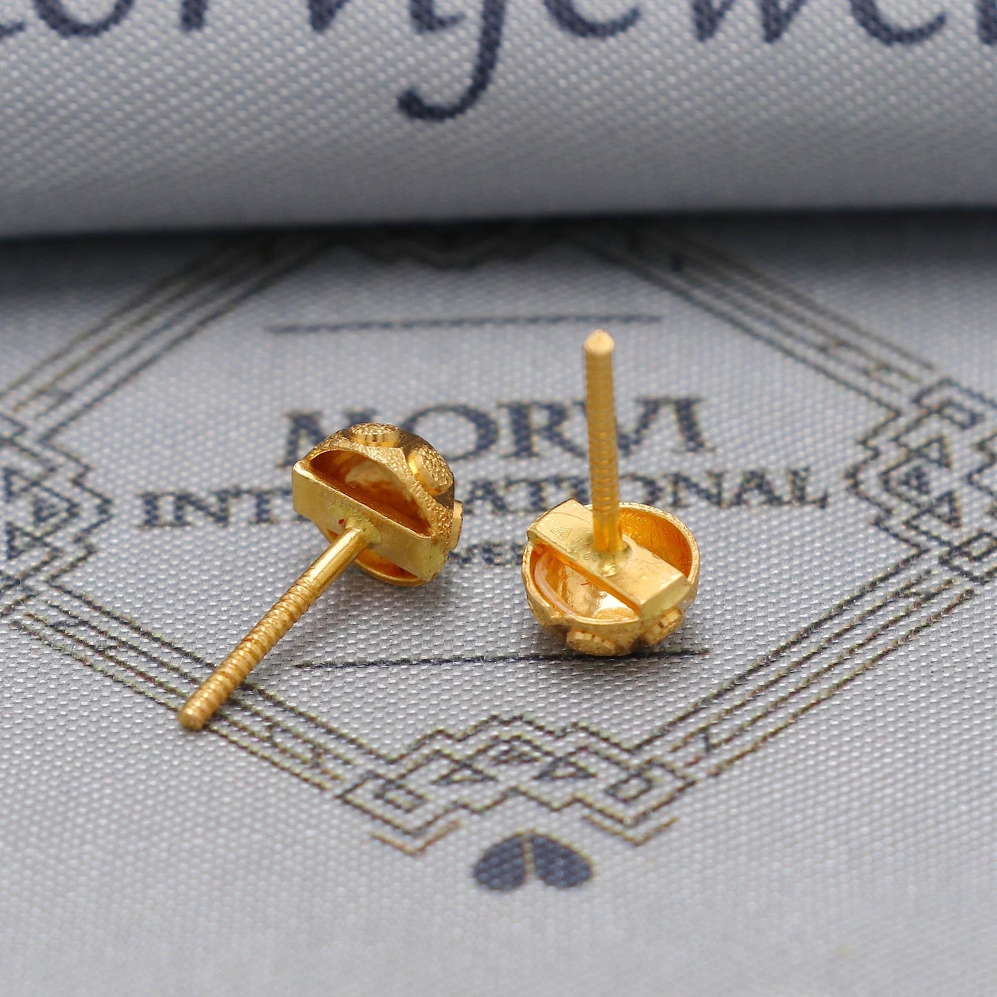 Pure 22k Gold Earrings , Handmade vintage traditional solid gold earrings Indian jewelry, Small Ball Stud